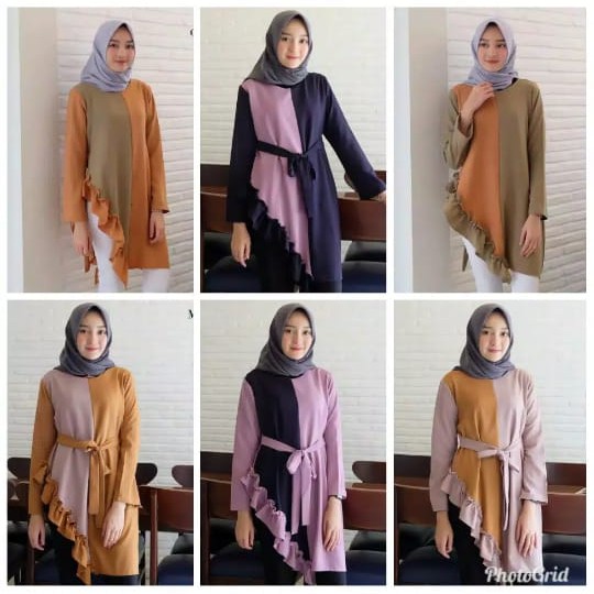 fashionshop119 Tania Tunik / Atasan Wanita / Atasan Muslim / Tunik Kombinasi (fs)