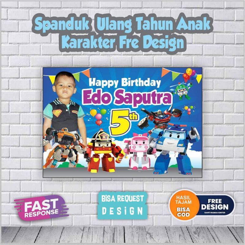 Cetak Spanduk Baner Ulang tahun anak Caracter Junhle Animal  Bisa request design