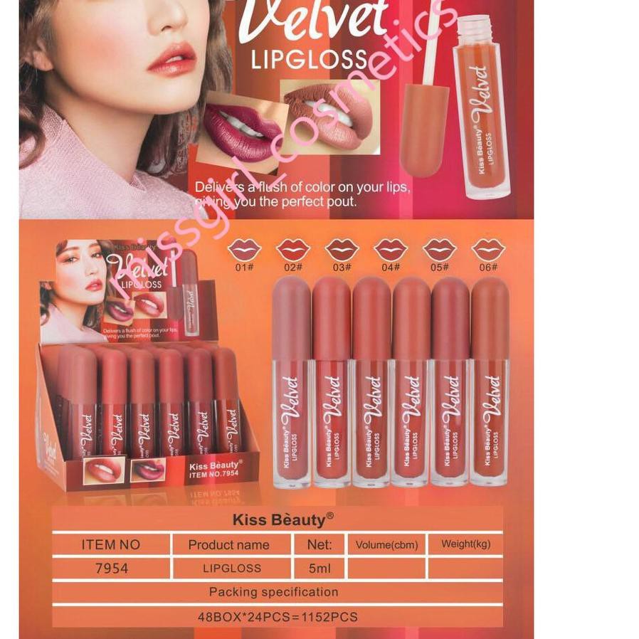 ➵ [ 6PCS] LIP GLOSS VELVET KISS BEAUTY NUDE made in thailand ✳