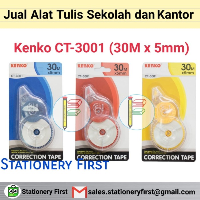 

Produk Unggulan Correction Tape Tip Ex Tip-X Kertas Kenko 30 Meter Ct-3001 Lusinan Diskon