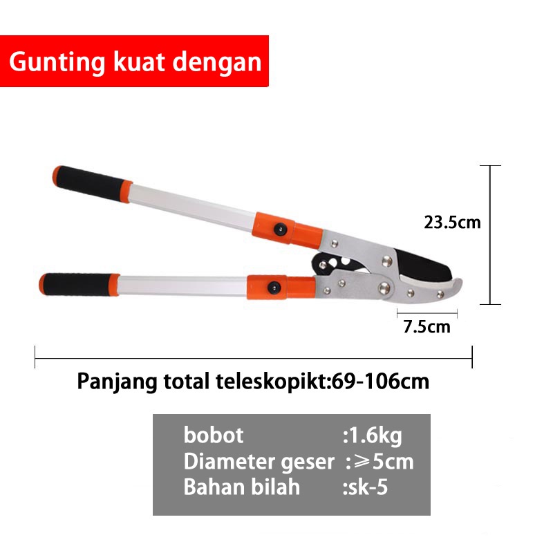 Gunting Pohon Dahan Ranting Taman Telescopic Gagang Panjang Tinggi Gunting Taman Gunting Dahan Tanaman Gunting Batang Pohon