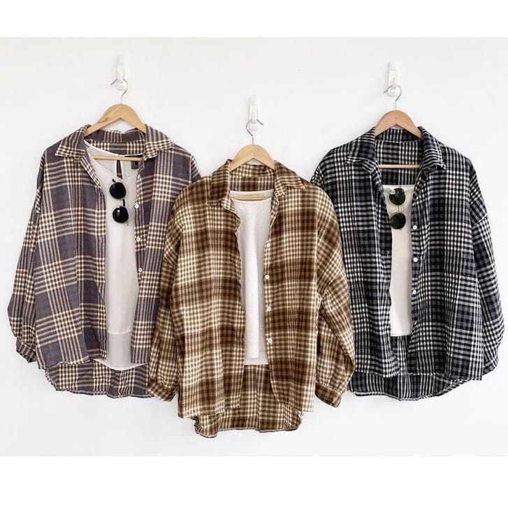 GSC - KEMEJA BERLIN FLANEL SHIRT / KEMEJA WANITA OVERSIZED KOTAK FLANEL TARTAN