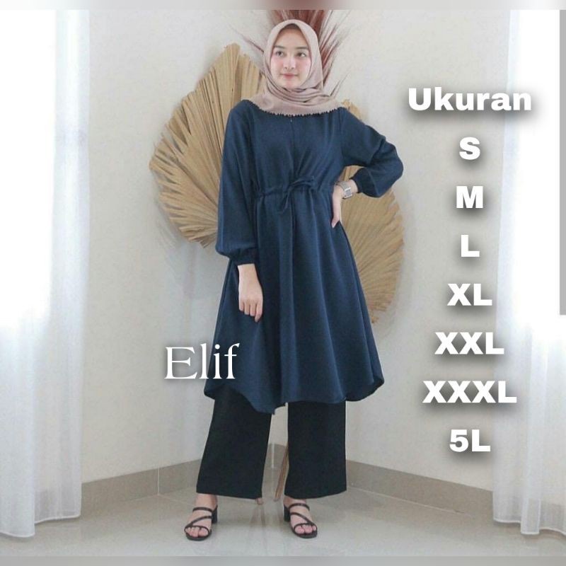 Elif Tunik Big Size Ukuran S M L XL XXL XXXL 5L Atasan Tunik Polos Jumbo Baju Kantor Adem Blouse Jumbo Wanita
