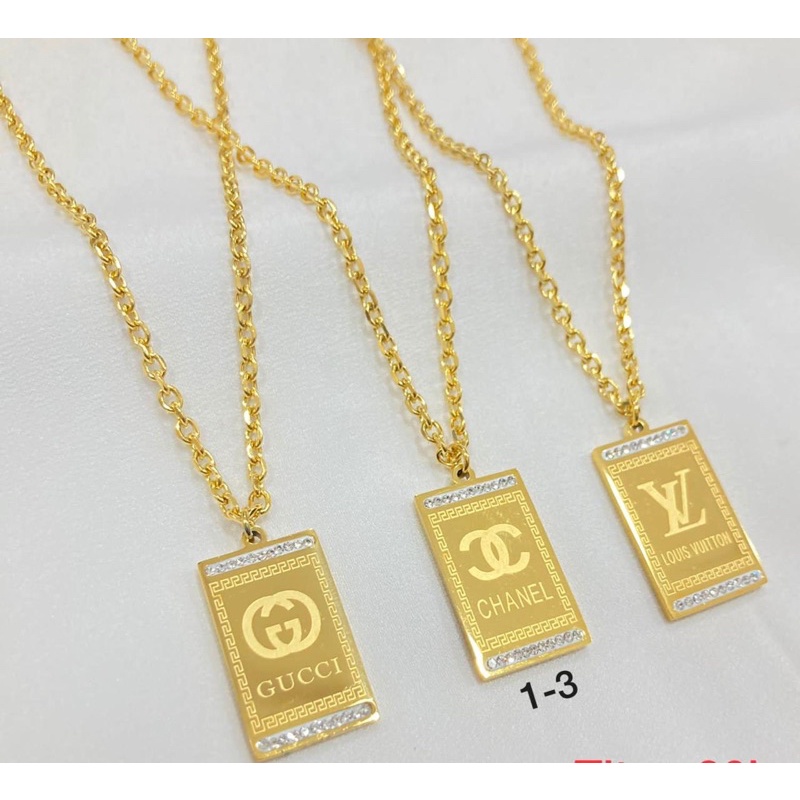 Kalung titanium premium kotak wanita gold 60cm