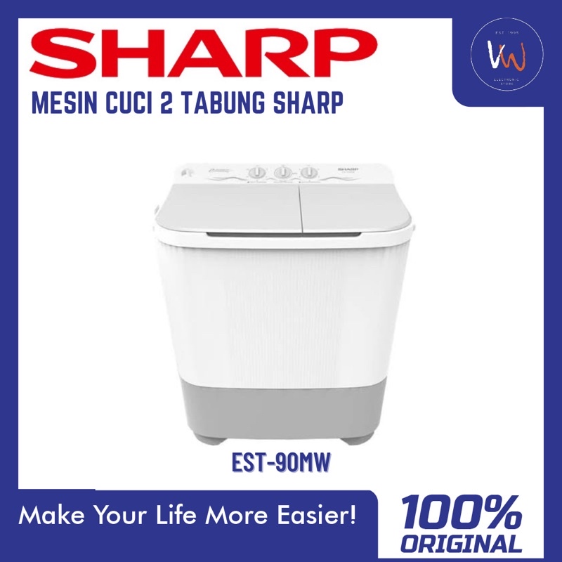 Mesin Cuci Sharp 2 Tabung EST-90MW / FREE ONGKIR CIKAMPEK, PURWAKARTA KOTA, KARAWANG KOTA