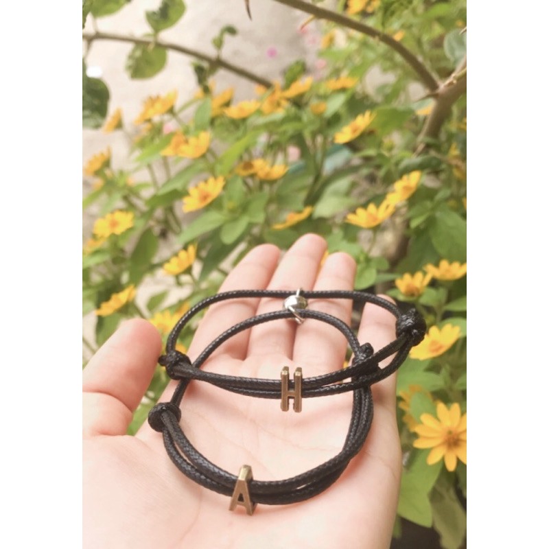 (Ready Huruf A-Z) Gelang couple Magnet Inisial ( Waterproof ) / Huruf Bronze  /Gelang Couple inisial