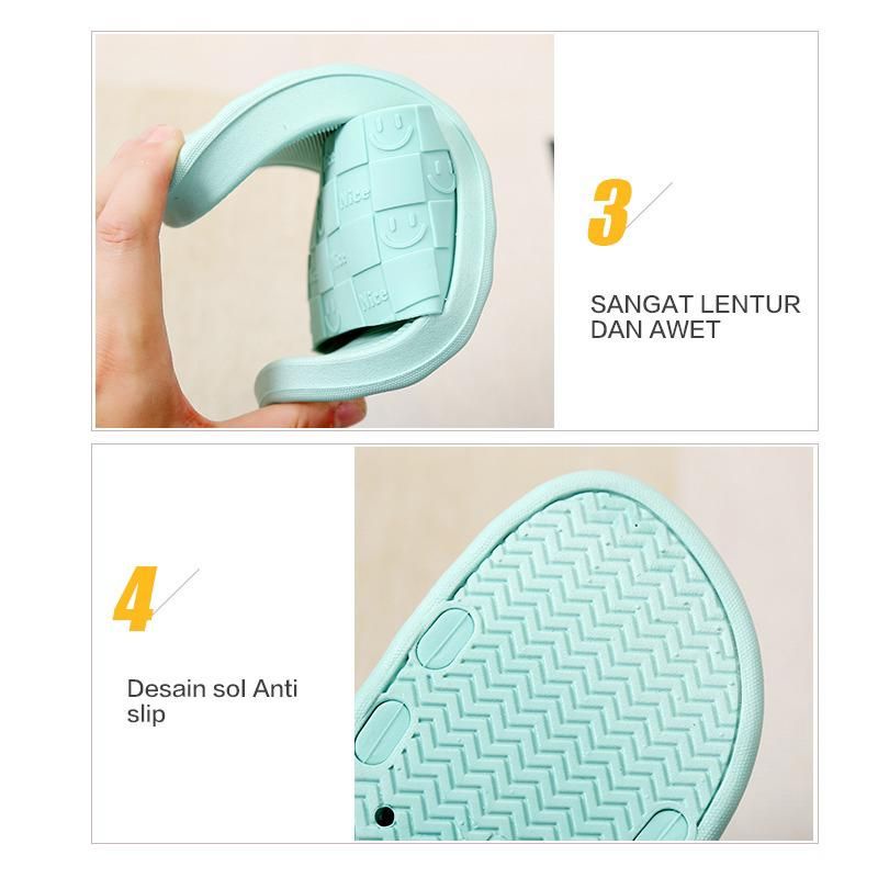 V202-A37 [WONDERLY] Sendal Selop Karet Wanita / Sandal Slop Cewek / Sendal Selop Karet Wanita Wonderly / Sandal Slop Cewek / Sandal Motif Smile / Sandal Smile / Sandal Fluffy