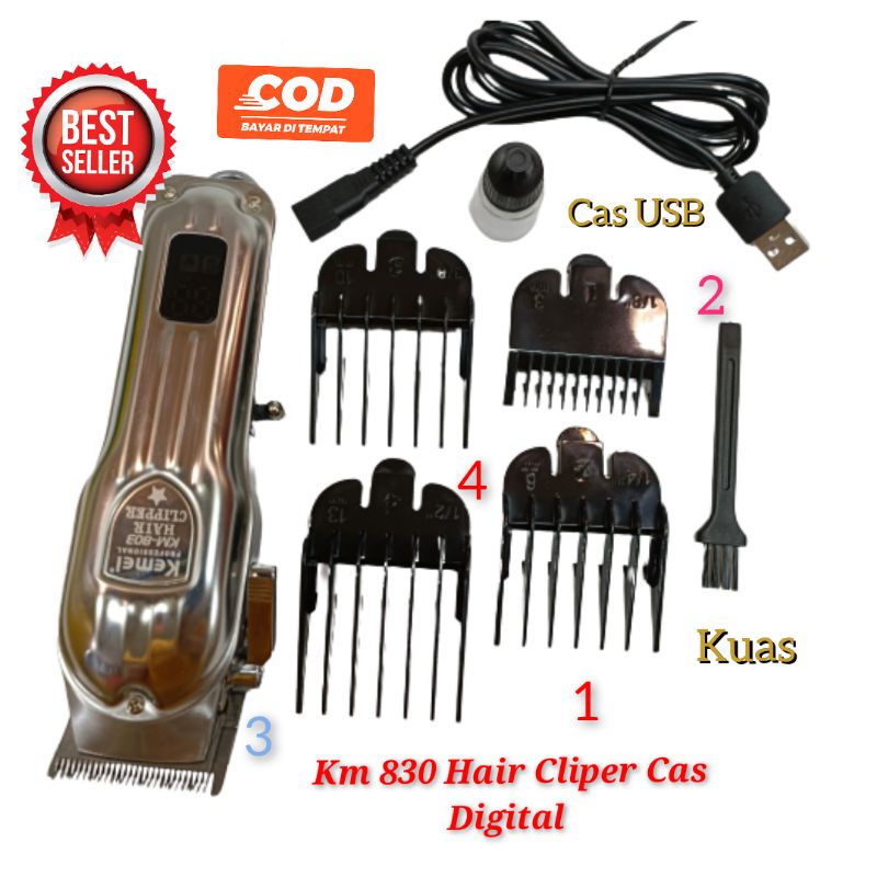 Alat Mesin Cukur Pangkas Rambut Kemei Km 803  Clipper Profesional Recharger Silver