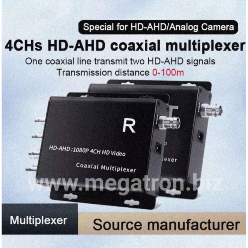 4-channel HD CCTV Multiplexer - 4 kamera CCTV dengan 1 Kabel Coaxial (support AHD/CVI/TVI)