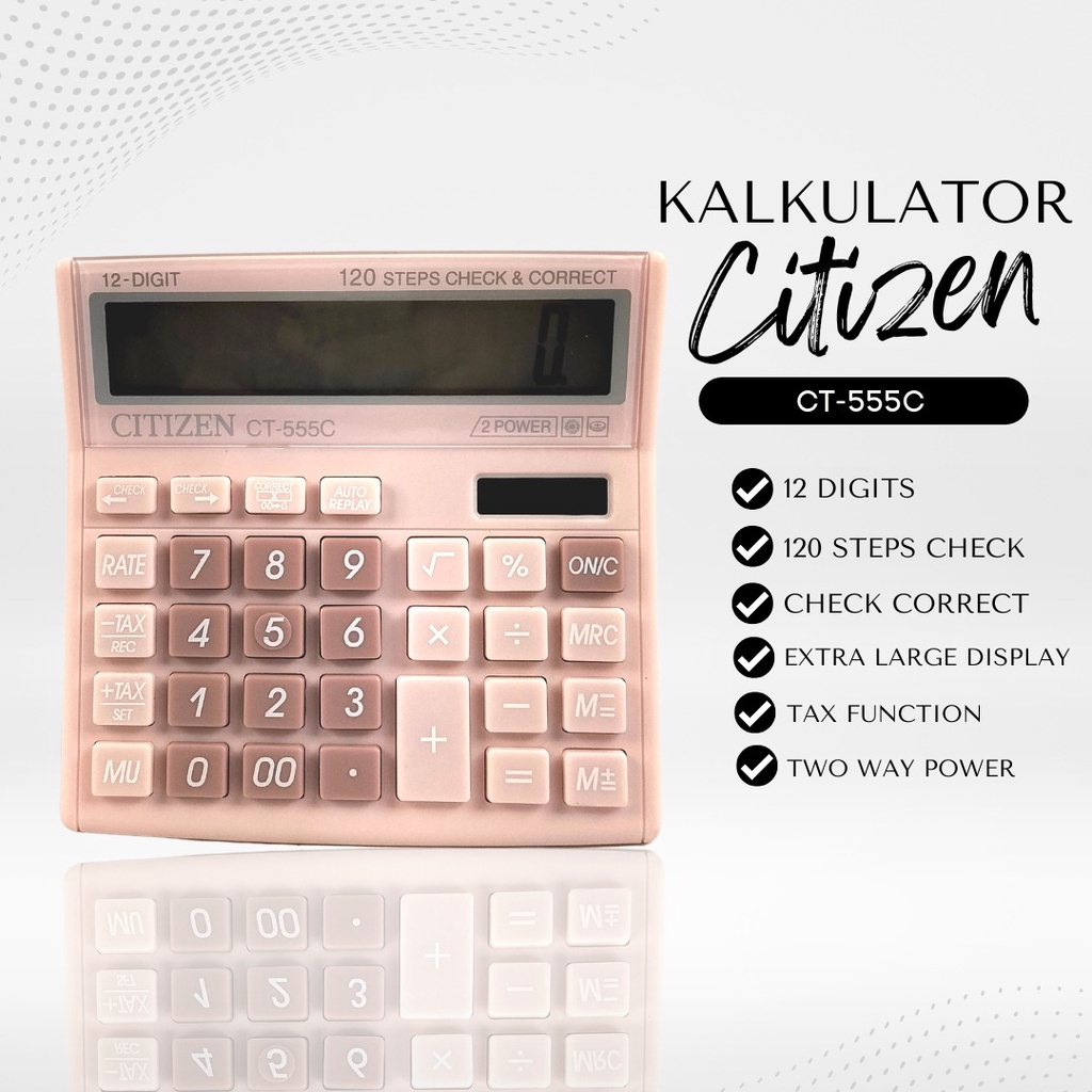 [BISA COD] Kalkulator Dagang Ukuran Besar Citizen CT-120T 12 Digit 112 STEP CHEC K BIG DISPLAY