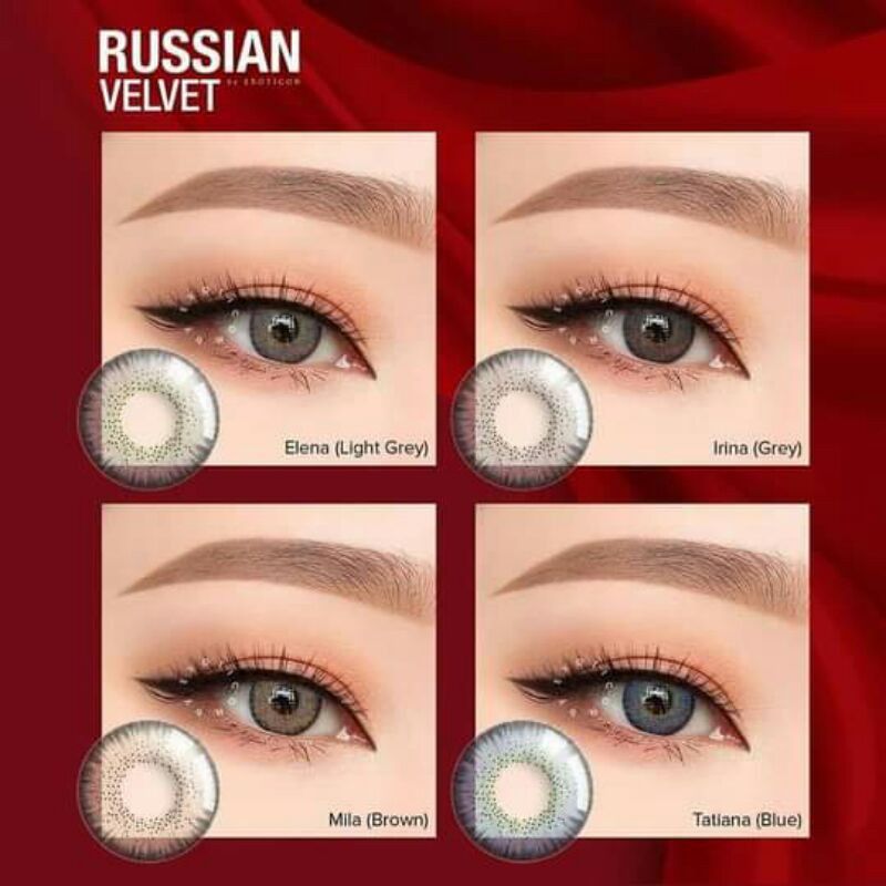 PAKET SOFTLENS RUSSIAN VELVET DIA 14,5MM NORMAL &amp; MINUS + CAIRAN ICE 60ML + PINSET + LENSCASE / COD INSTAN SAMEDAY / LENSA KONTAK / PAKET MURAH