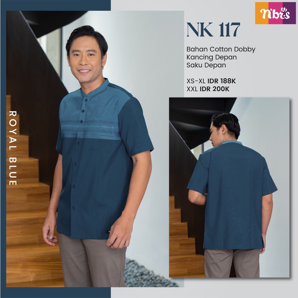 Nibras Koko NK 117 Bahan Cotton Dobby Atasan Pria Modern Simpel Kekinian by Nibras bisa COD