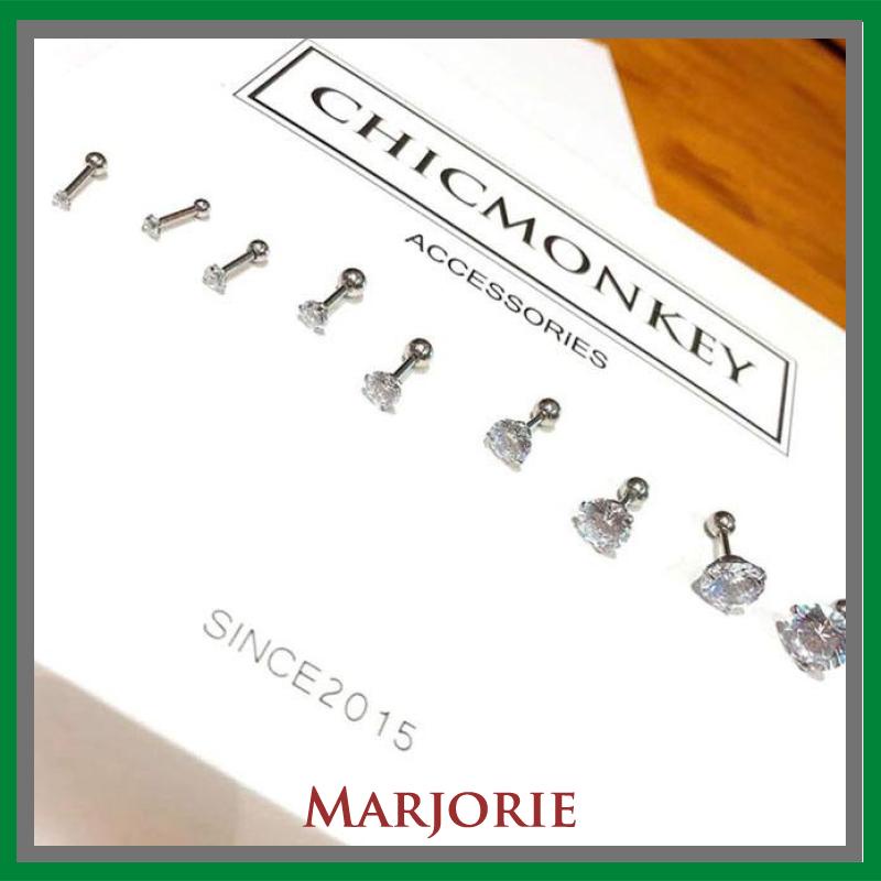 3 Cakar Kartilago Tujuan Ganda Anting-anting Stainless Steel Tragus Anting Fashion 1 Stud-MJD