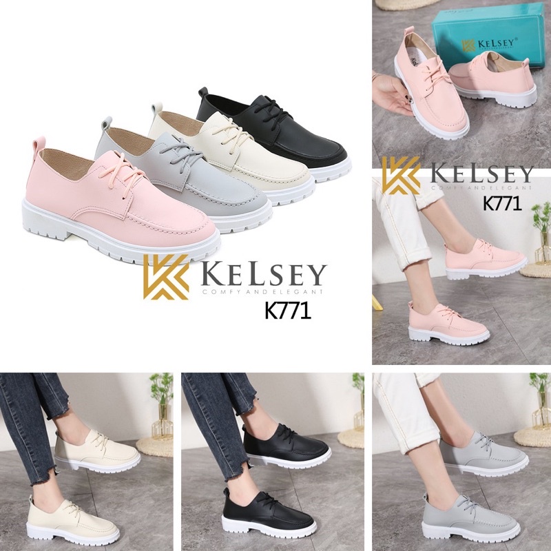 (GRATIS ALAS KAKI) NICOLE Sepatu Loafers Kulit Wanita Kelsey K771 Wedges Wanita Import