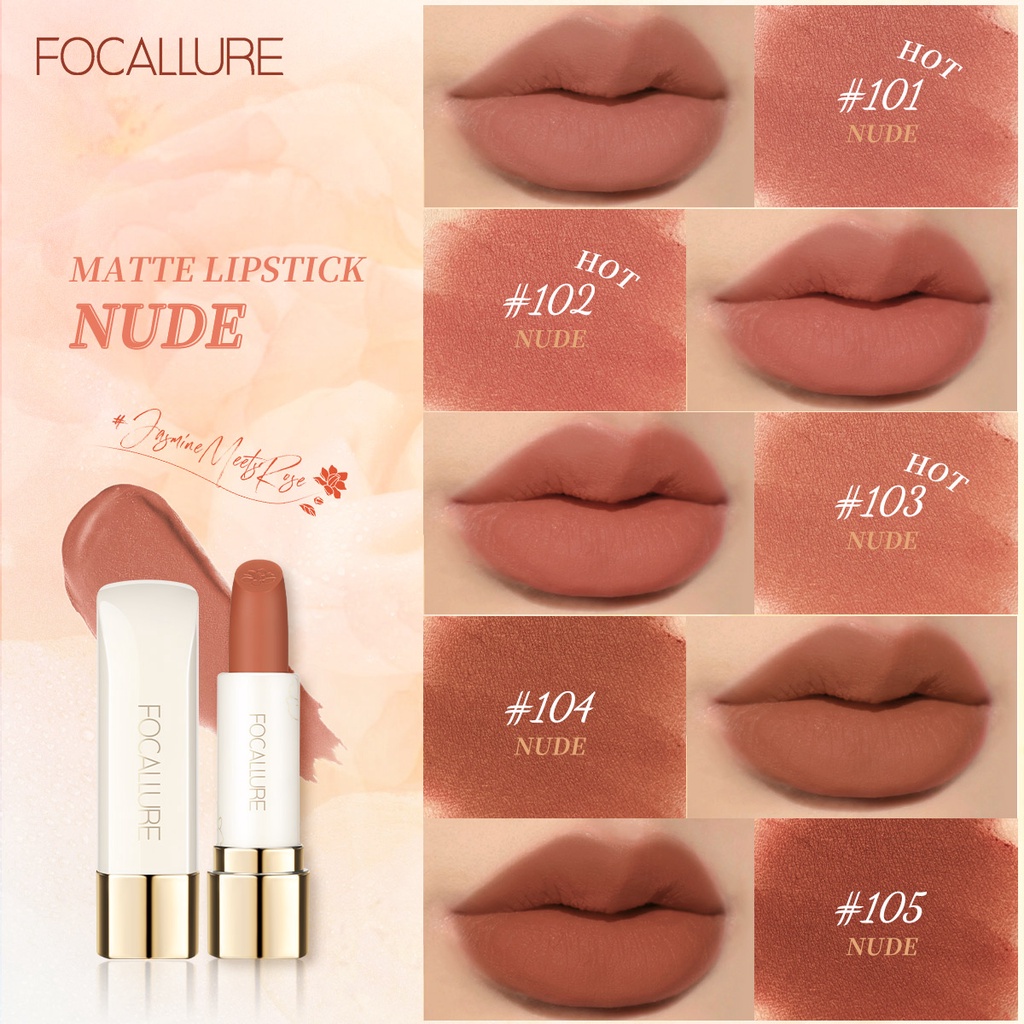 FOCALLURE Matte Lipstick Waterproof Long Lasting Makeup Moisturizer Lip Cream #JasmineMeetsRose Tahan air kosmetik bibir lipstik