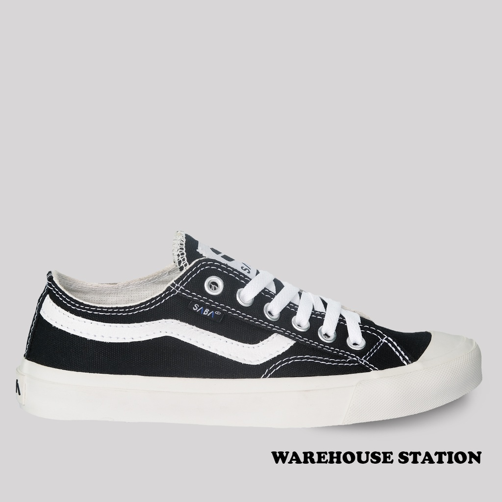 SABA Veloz Low Black White - Sepatu Sneakers Casual Pria Wanita