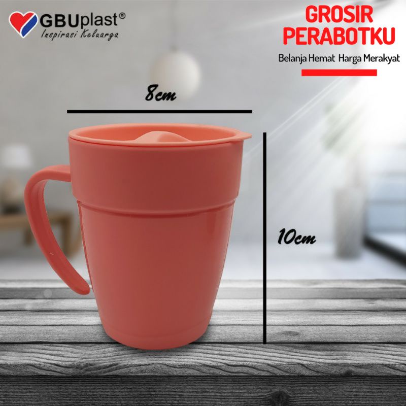 GBU Gelas Tutup Kimmy 350ml Cangkir Mug Tutup BPA Free Food Grade Premium Quality