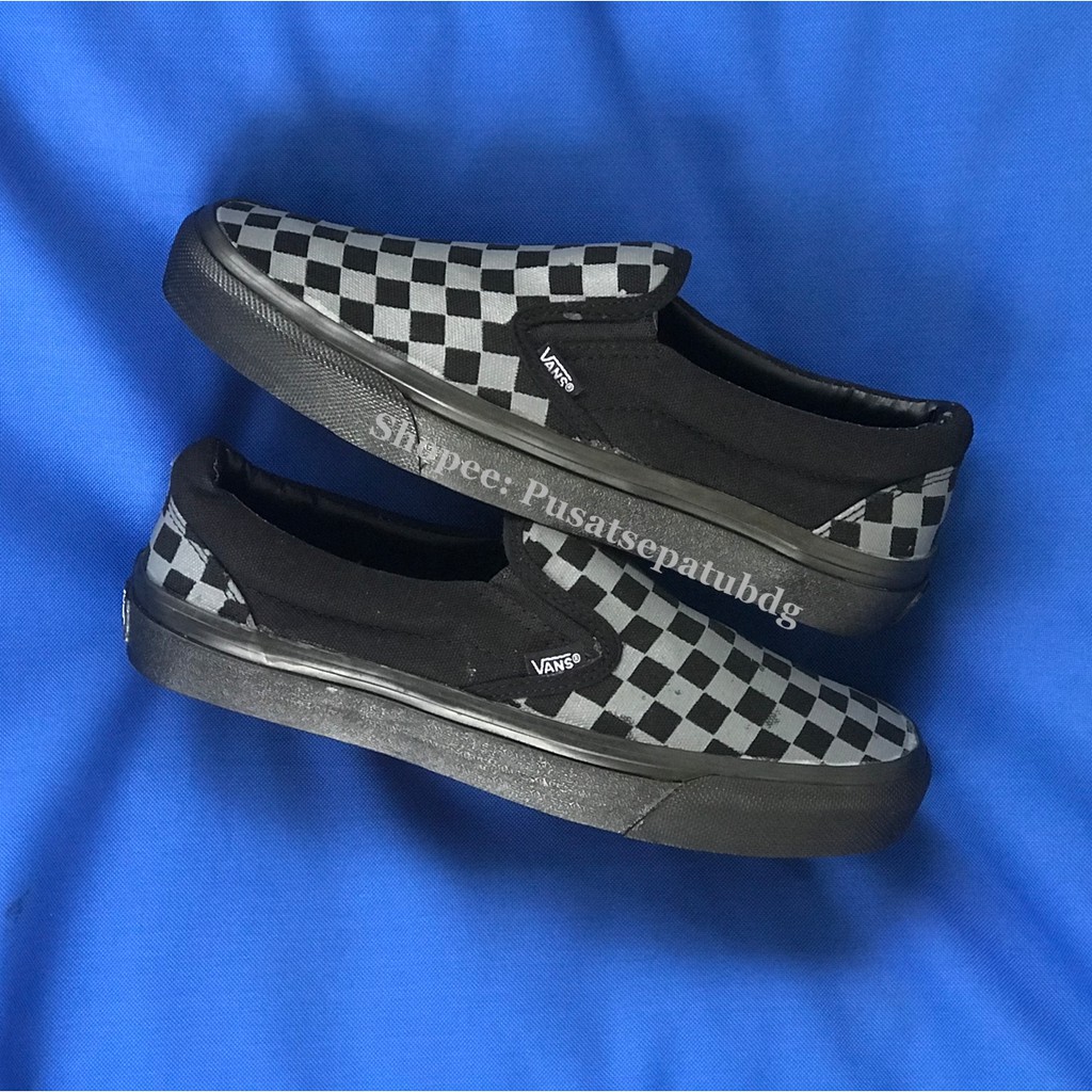 Vans Slip On Checkerboard Black Grey Sol Black