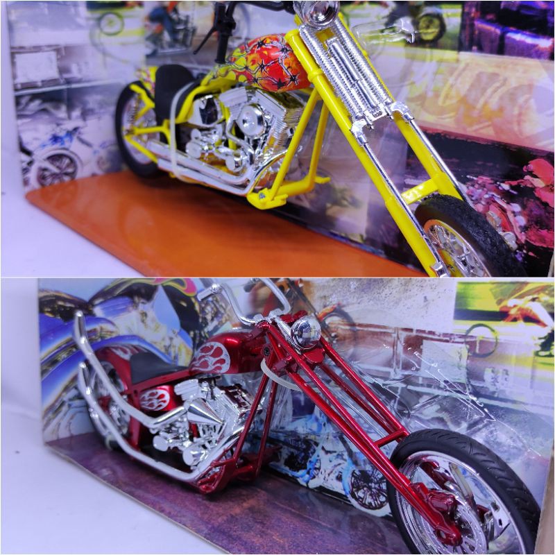 Diecast miniatur motoran Harley choppers klasik custom newray 1:12 murah