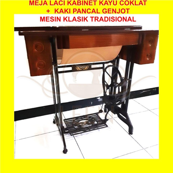 Meja Laci Kabinet Kaki Pancal Genjot SET Mesin Jahit Tradisional LEEN