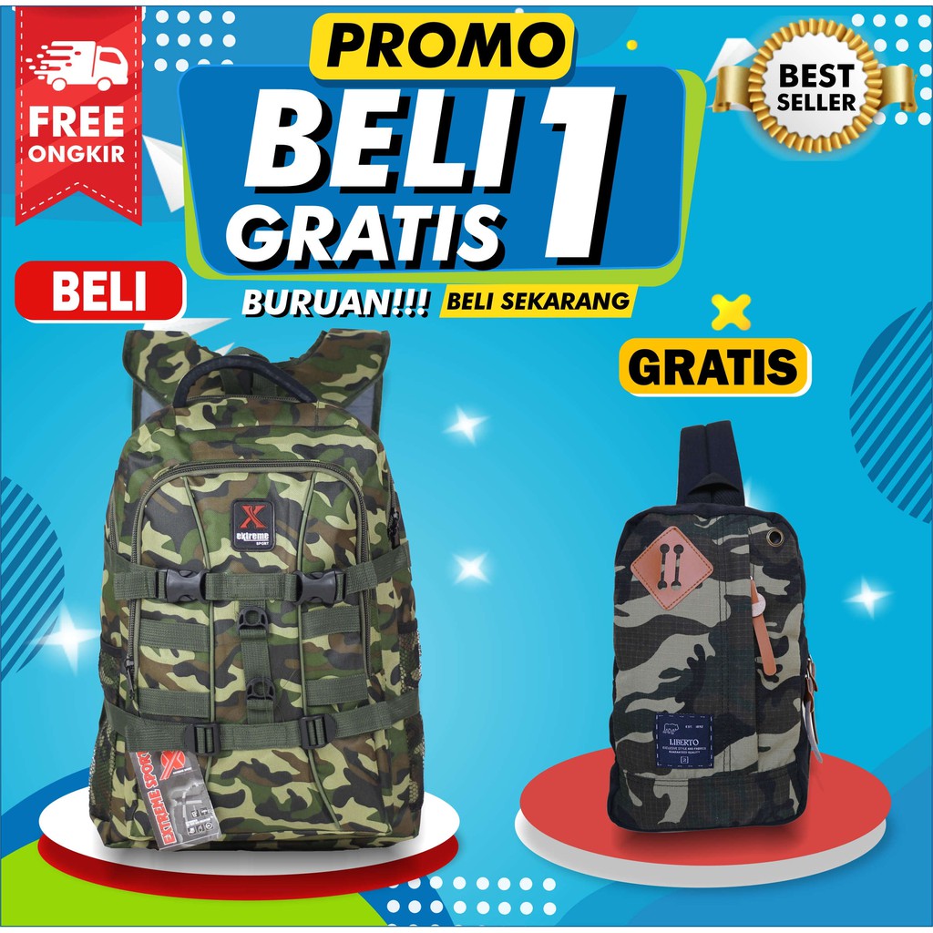 BELI 1 GRATIS 1 TAS GENDONG DISTRO REBOUND ARMY RANSEL SMP SMA FREE SELEMPANG ARMY LORENG PRIA KEREN