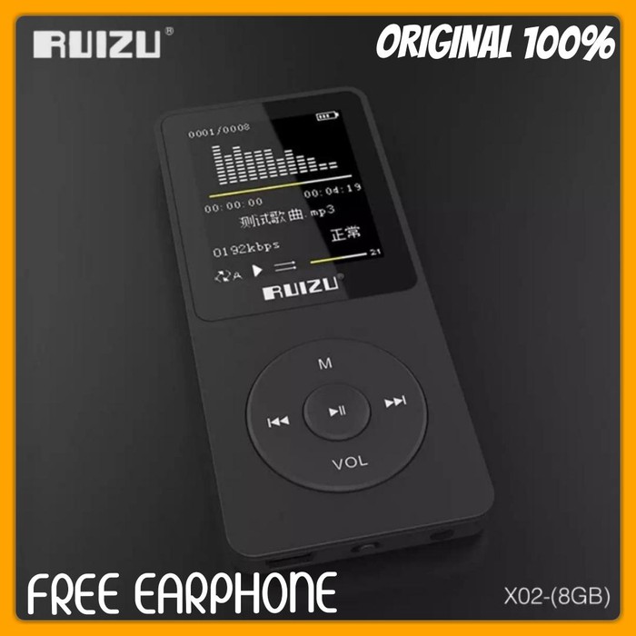[ORIGINAL] MP3 PLAYER RUIZU X02 HIFI DAP RADIO FM WAV WMA  RUIZU X02 ORI