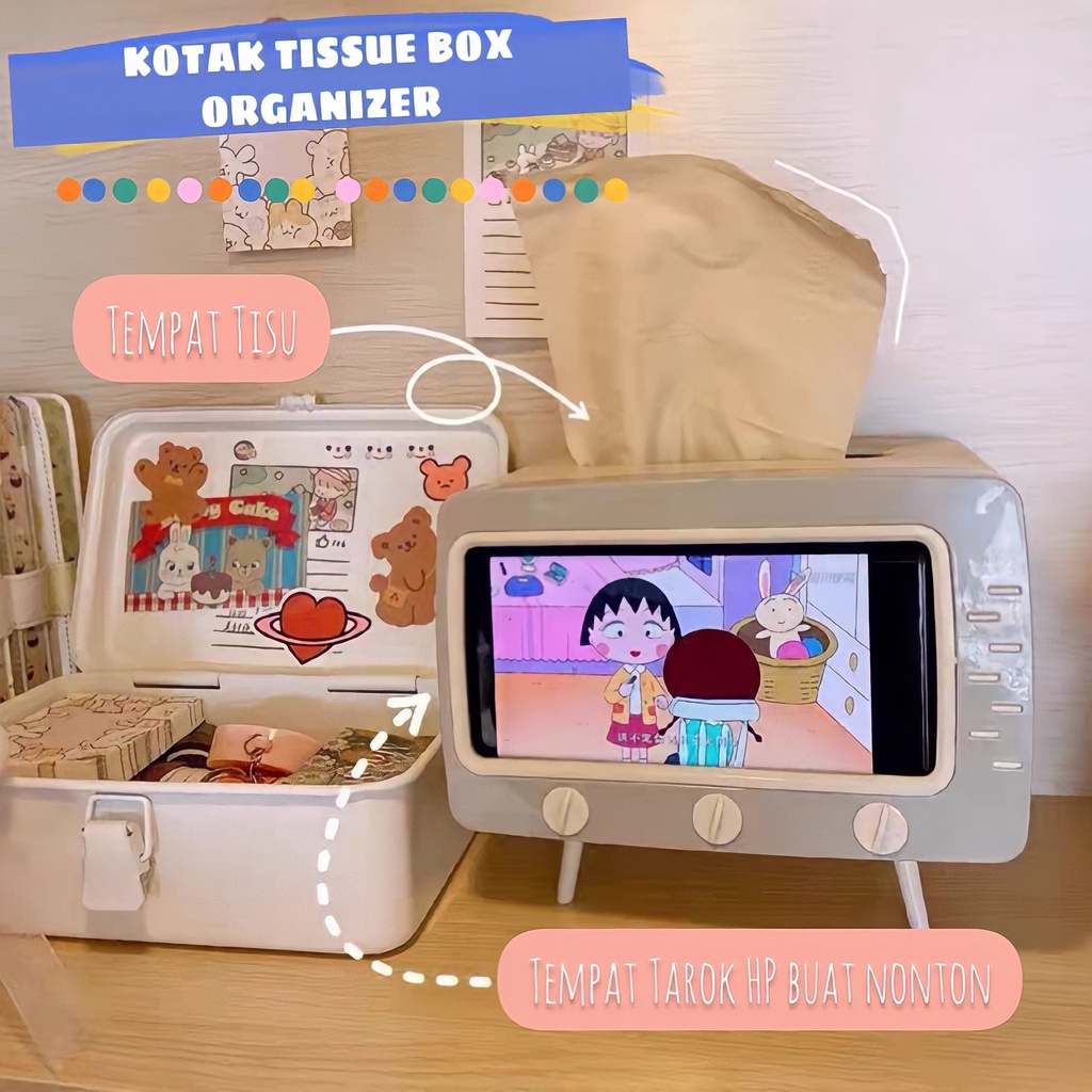 ( BISA COD ) PROMO KOTAK TISSUE BOX ORGANIZER BENTUK TV TEMPAT TISU + STAND PHONE HOLDER / KOTAK TISU LUCU / HOME OFFICE DECOR / TEMPAT PENYIMPANAN TISSUE / KOTAK TISU VIRAL / TEMPAT TISSUE DENGAN HOLDER HP / TEMPAT TISU 2IN1