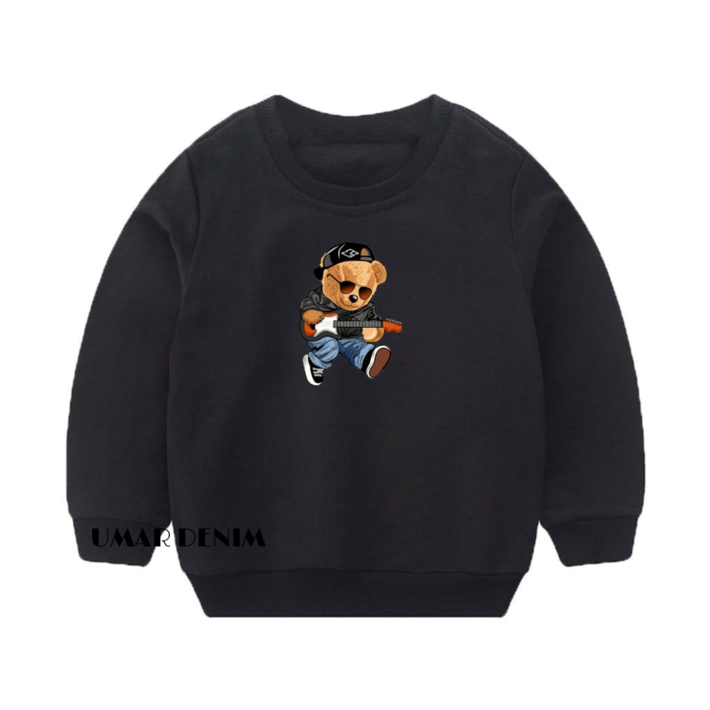 Sweater Anak Balita Terbaru Motif Gitaris Bear Bahan Fleece