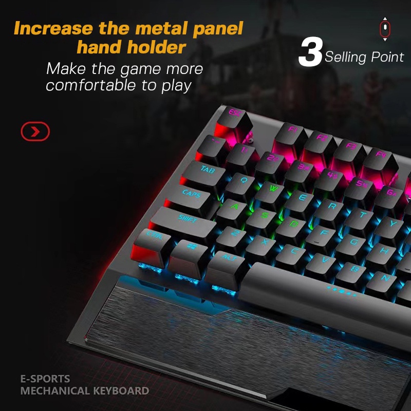 Keyboard Gaming Multimedia Mechanical keyboard 104 Keys - RGB Blue Switch-4