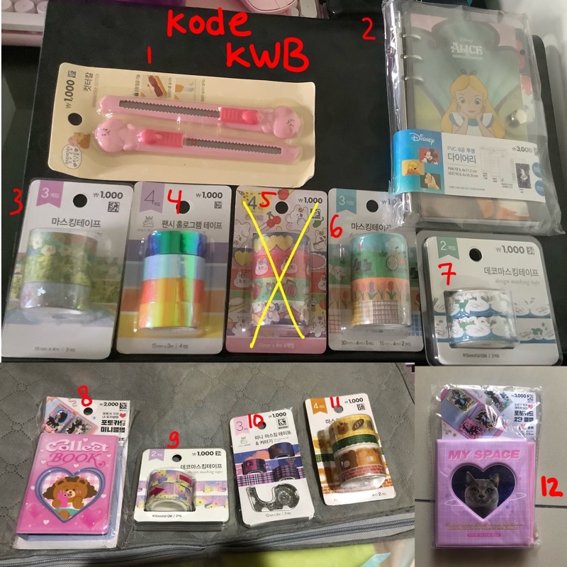 

[READY STOCK KWB] Washi tape Daiso Korea masking tape planner alice in wonderland disney official cutter pink collect book kolbuk 1p 2p my space bear love heart die cut tape deco polco pc journalling