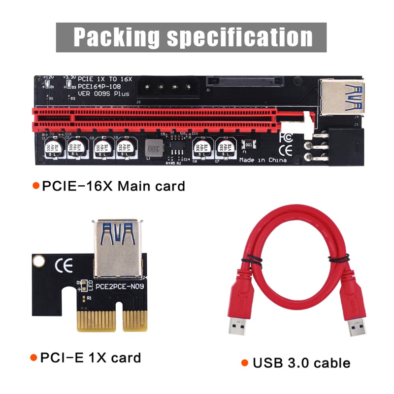 Btsg Fleksibel PCI Untuk Kabel Express USB3.0 PCI-E 1X Ke 16X Slot Riser Card Extender Extension Ribbon Untuk Penambang Bitcoin (