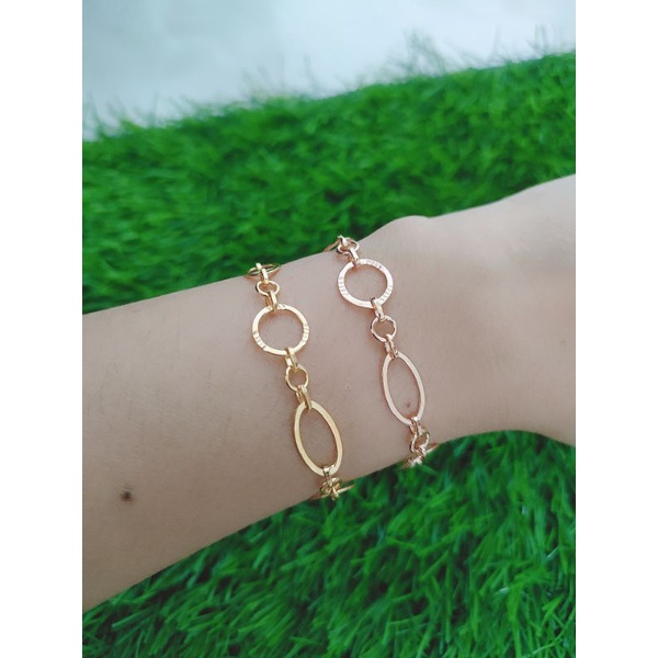 gelang tangan perak asli lapis emas/gelang tangan rantai holo oval bulat ukir/gelang asli silver 925 - perhiasan gelang tangan perak 925 asl