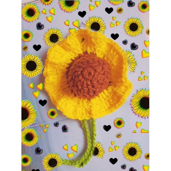 topi kucing rajut handmade-[NEW] SUNFLOWER 🌻