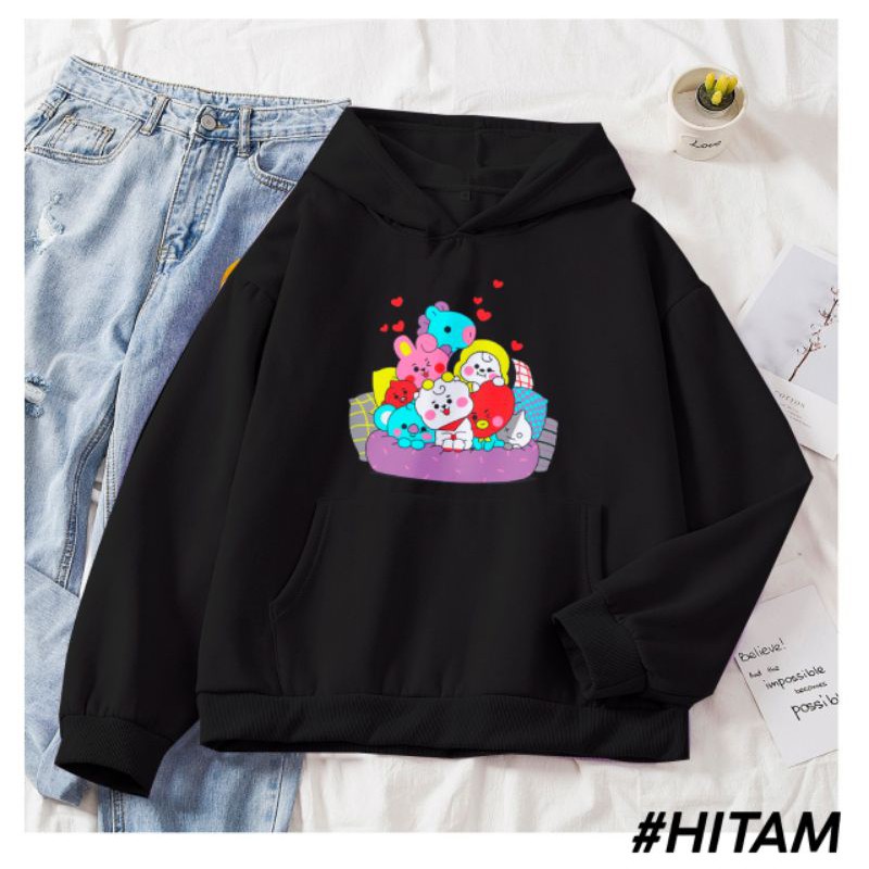 SWEATER HOODIE WANITA BT21 FAMILY-2