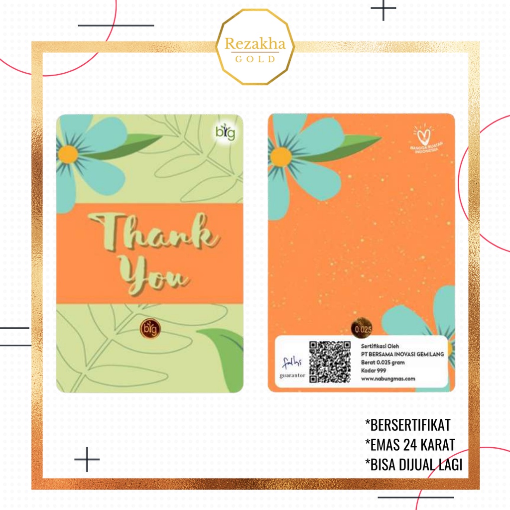 Thank you Logam Mulia Emasin Mini BIG Gold Emas 24K 0,1 0,05 0,025 | 0.1 0.05 0.025 gram Gift Series