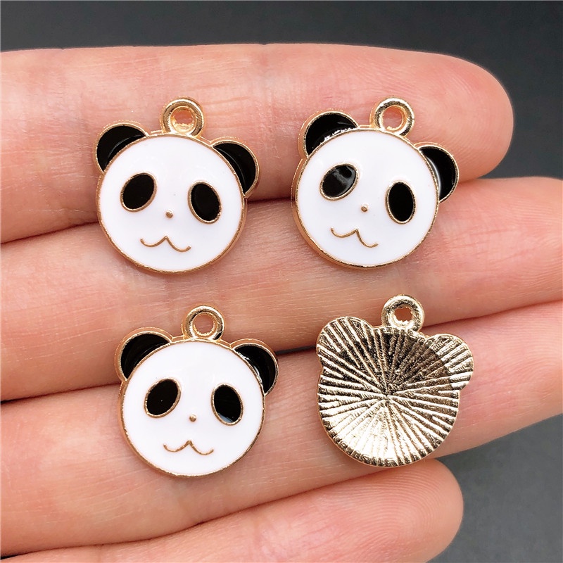 4pcs Liontin Bentuk Panda Bambu Warna Emas Bahan Alloy Untuk Membuat Perhiasan Anting