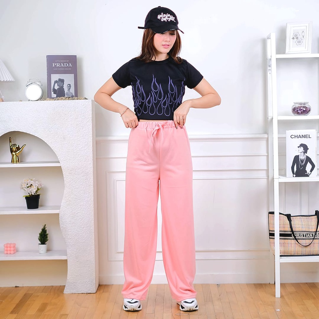 BEFAST - ZEC OOTD Wanita Celana Panjang NICHA / Riley Comfy Kulot Nyaman Full Karet / Celana Panjang Kekiniaan Remaja / Celana Kulot Terlaris / Kulot Polos Casual / Celana Panjang Bahan Adem / Outfit Remaja Temurah