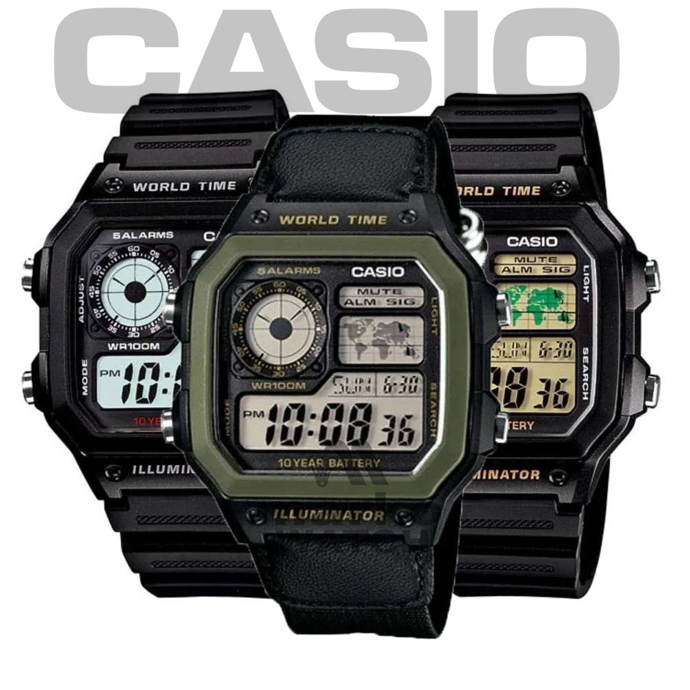 JAM TANGAN PRIA CASIO ORIGINAL AE-1200WH-1A / AE-1200WH-1B / AE 1200WH DIGITAL KARET MURAH