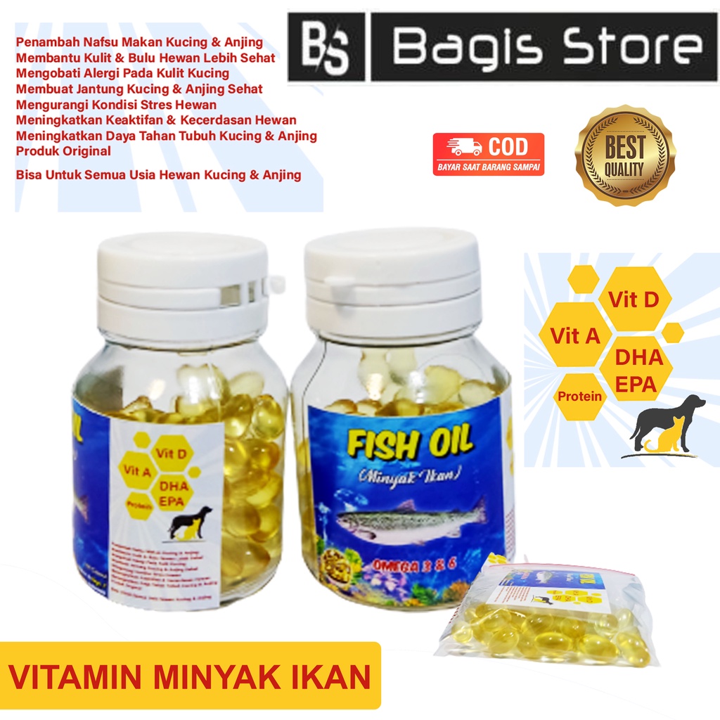 Minyak Ikan Fish Oil Penambah Nafsu Makan Untuk Kucing Anjing Hewan-Vitamin Minyak Ikan High Quality