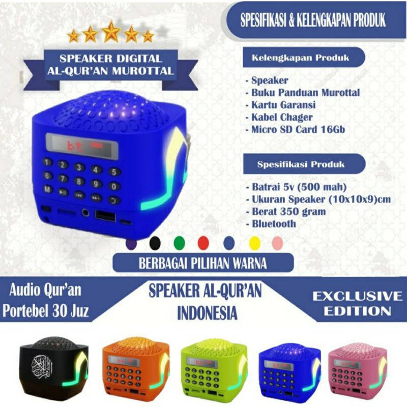 [KOMPLIT] Speaker Al-Qur'an 30 Juz V-600 dan ZB-700 Bluetooth, MEMORI 16 GB / UAS