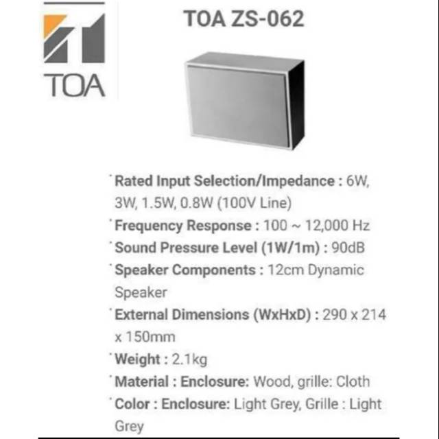 speaker Toa zs-062.speaker kotak