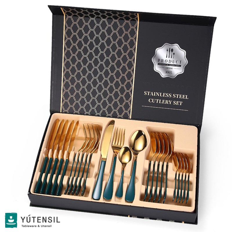 Yutensil Cutlery Set / Sendok Makan Gold Premium