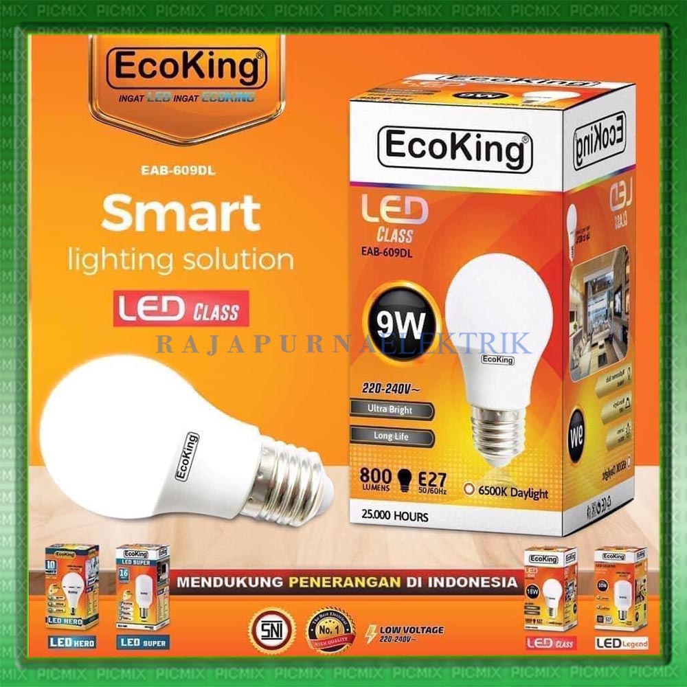 LAMPU LED 9W - 9 watt ECOKING SUPER TERANG - TAHAN LAMA