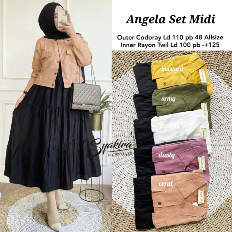 ANGELA SET MIDI ORI SYAKIRA • Setelan inner+jaket (Gratis Ongkir Xtra)