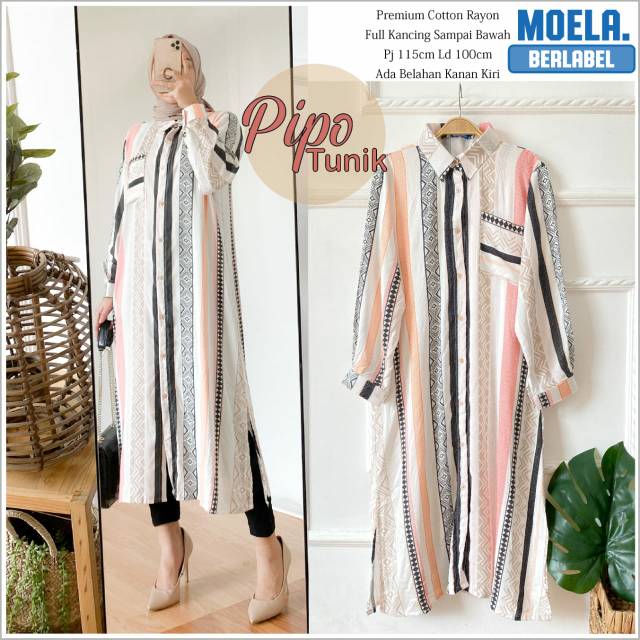 Pipo tunik motif salur stripe by Moela
