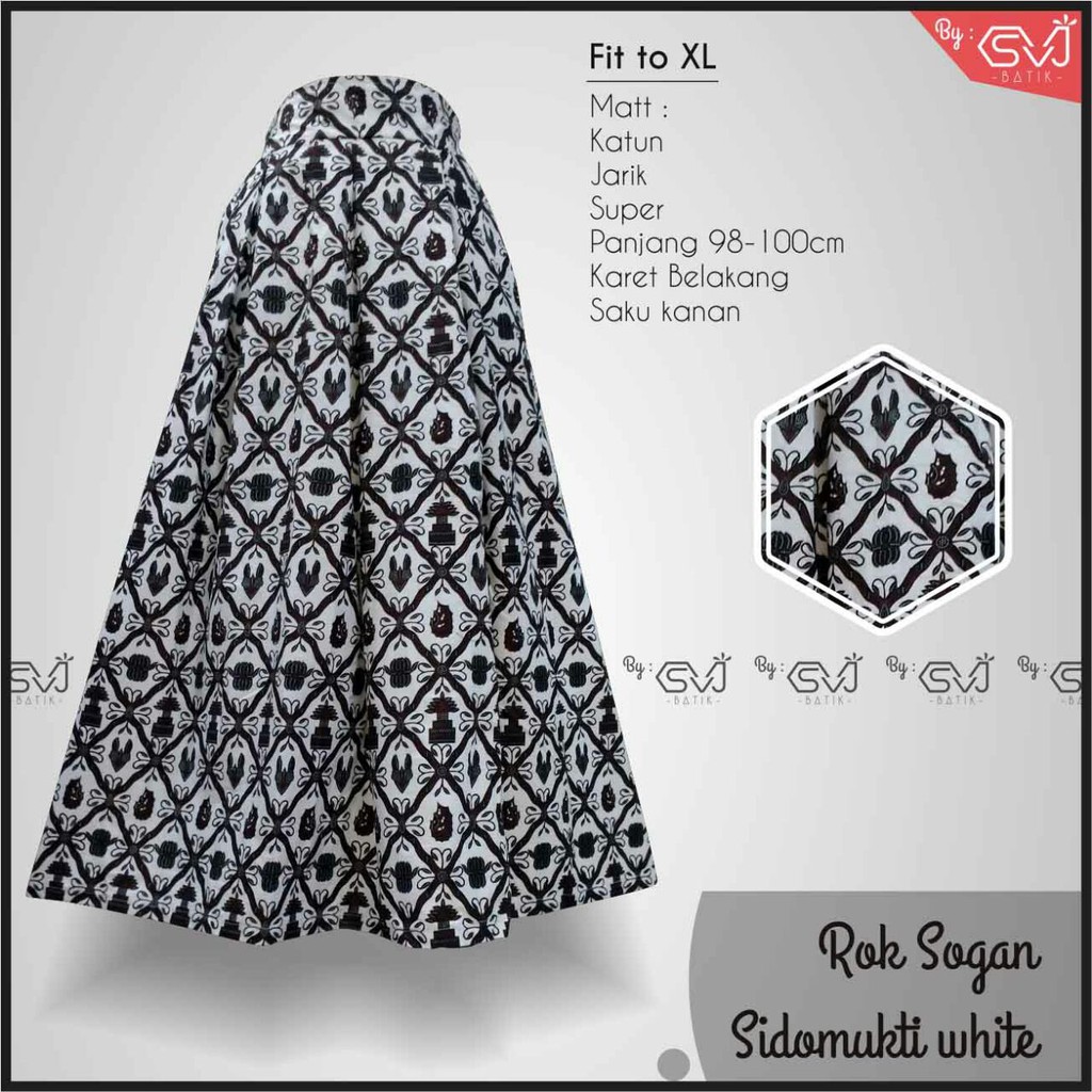  ROK  BATIK  SOGAN MOTIF ROK  SOGAN SIDOMUKTI  WHITE KATUN 