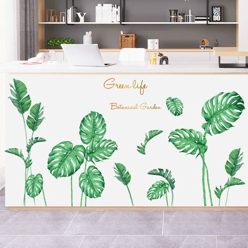 60x90cm Creative Self-adhesive Green Vegetation Wall Stickers Wall Decals for Bedroom Living Room Decor