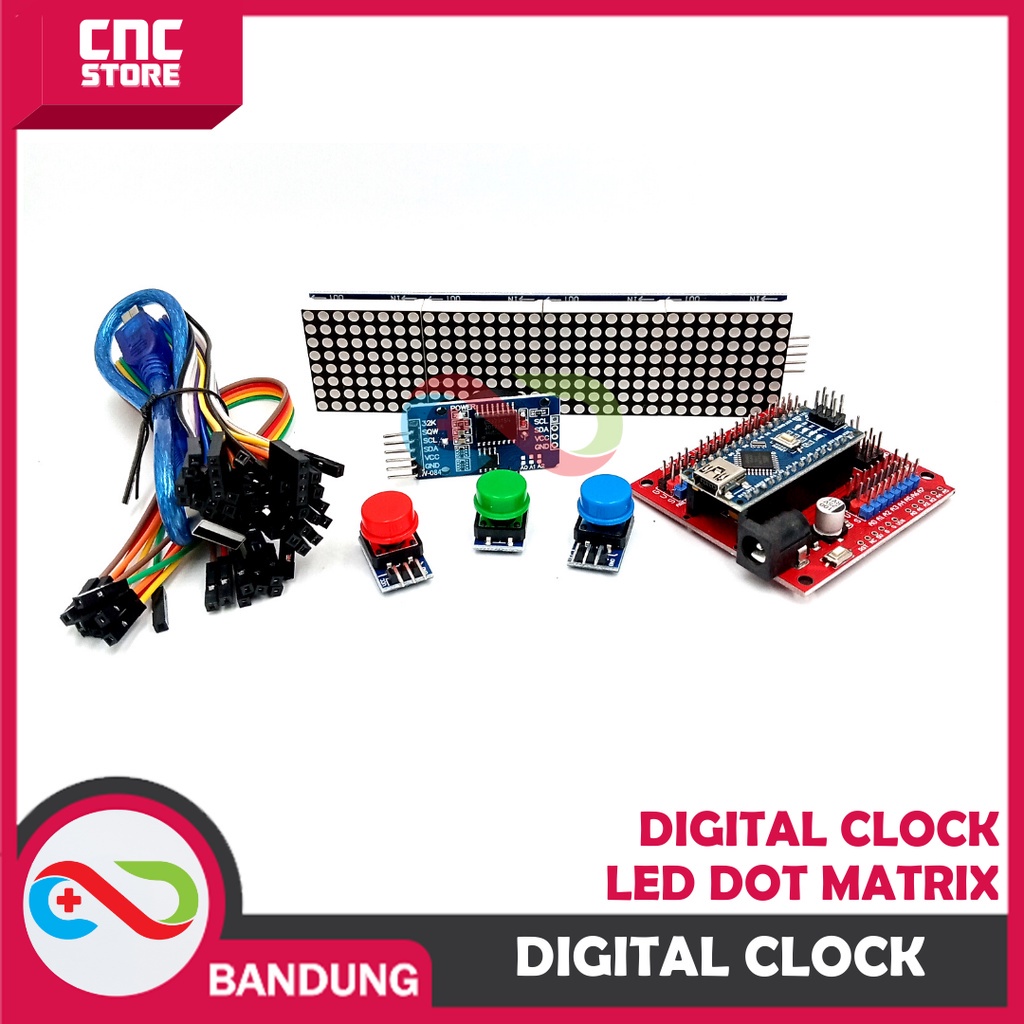 KIT DIGITAL CLOCK LED DOT MATRIX JAM DIGITAL ARDUINO PAKET LENGKAP