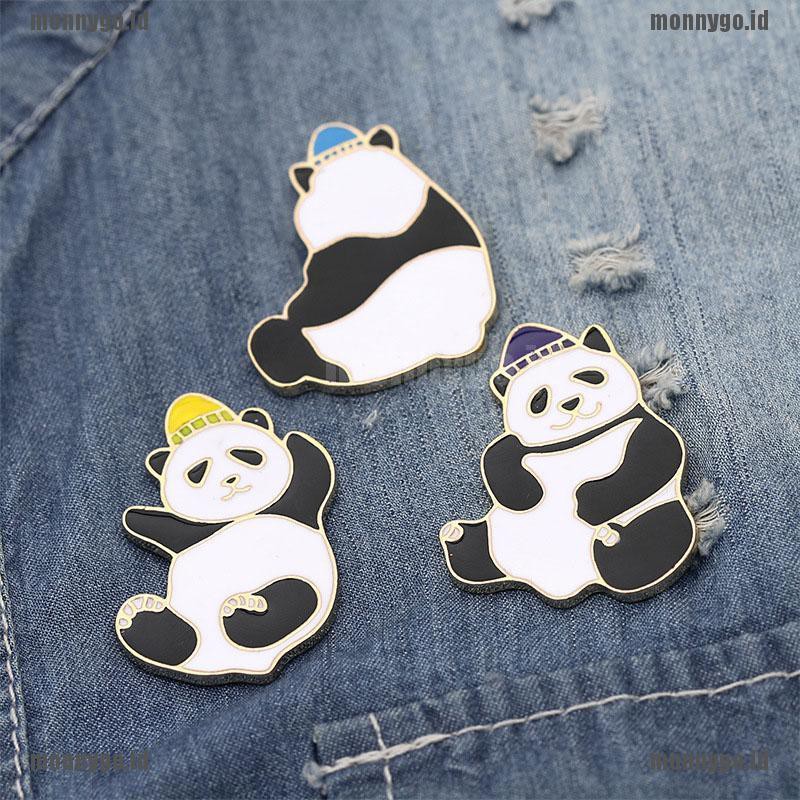 Bulan 3pcs Set Bros Pin Kerah Motif Kartun Panda Hewan Panda