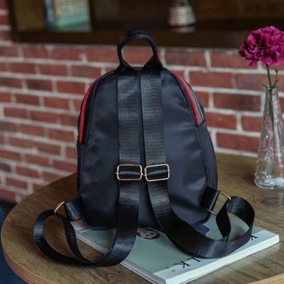 Tas Ransel Wanita Backpack Mini Sekolah Kuliah Bahan Parasut Import Polos Simpel Cewek T261